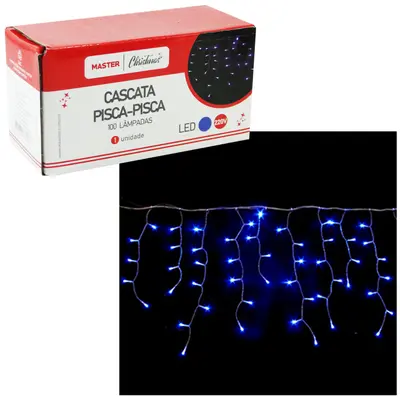 CASCATA 100 LEDS AZUL DE NATAL 220V 1,9M