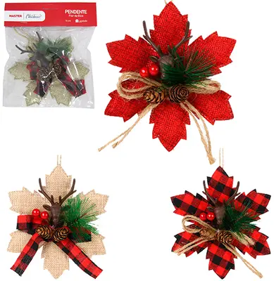PENDENTE FLOR DE BICO COLORS DE NATAL 14CM