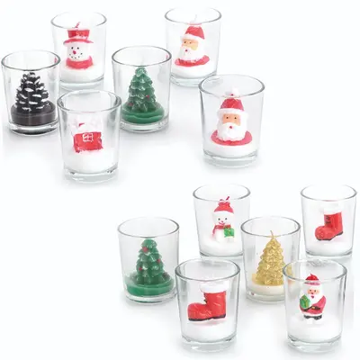 VELA DECORATIVA CASTICAL DE VIDRO REDONDO DE NATAL 7X5,7CM DE Ø