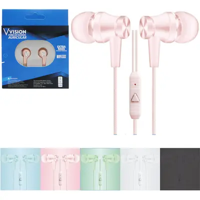 FONE DE OUVIDO IN EAR P3 COM MICROFONE EXTRA BASS VISION COLORS 96CM NA CAIXA