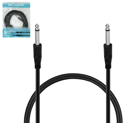 CABO DE AUDIO P10 MACHO X P10 MACHO MAXMIDIA PRETO 5M