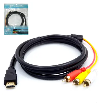 CABO HDMI X 3RCA MACHO MAXMIDIA PRETO 1,5M