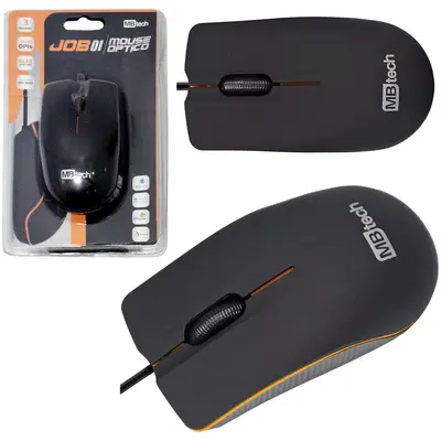 MOUSE OPTICO COM FIO USB PRETO