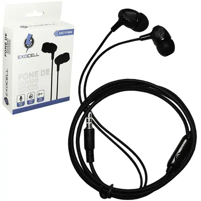 FONE DE OUVIDO IN EAR P3 COM MICROFONE EXTRA BASS EXOCELL 1,1M