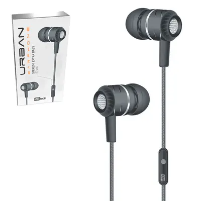FONE DE OUVIDO IN EAR ESTEREO P3 COM MICROFONE EXTRA BASS URBAN 130CM