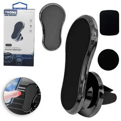 SUPORTE AUTOMOTIVO SAIDA DE AR PARA CELULAR / GPS MAGNETICO COM AUTOADESIVO 7X4CM