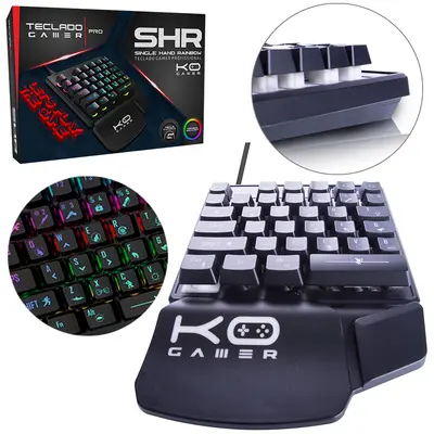 TECLADO PARA COMPUTADOR GAMER RGB COM FIO USB + LUZ SHR 35 TECLAS NA CAIXA