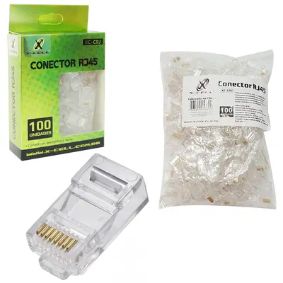 CONECTOR RJ45 PARA CABO DE REDE/INTERNET X-CELL COM 100 PECAS