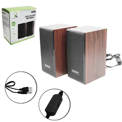 CAIXA DE SOM MULTIMIDIA 10W CABO USB / P2 X-CELL 90CM