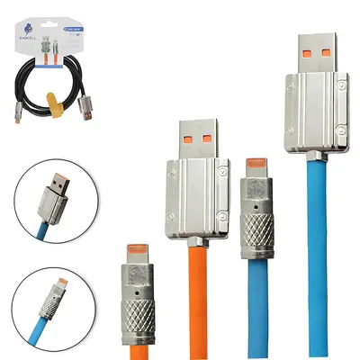CABO PARA CELULAR LIGHTNING USB 3,1A COM LUZ EXOCELL 1M