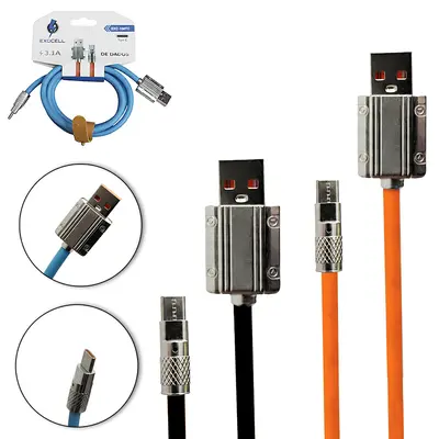 CABO PARA CELULAR USB X TIPO C 3,1A COM LUZ EXOCELL 1M