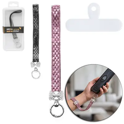 CORDAO DE PULSO PARA CAPA DE CELULAR COM LACO + STRASS MB CELL
