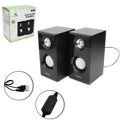 CAIXA DE SOM MULTIMIDIA 10W CABO USB / P2 X-CELL 90CM