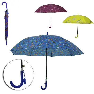 GUARDA CHUVA INFANTIL DE POLIESTER AUTOMATICO RAINY DAY 8 VARETAS CABO CURVO 87CM DE Ø