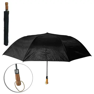 GUARDA CHUVA DE POLIESTER AUTOMATICO RETRATIL RAINY DAY 8 VARETAS CABO RETO MADEIRA 120CM DE Ø