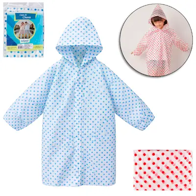 CAPA DE CHUVA INFANTIL DE EVA POA COM BOTAO 110X55CM