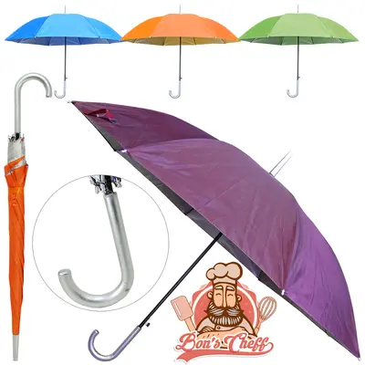 GUARDA CHUVA DE POLIESTER AUTOMATICO PORTARIA COLORS 8 VARETAS CABO CURVO 110CM DE Ø