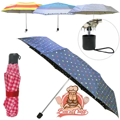 GUARDA CHUVA SOMBRINHA DE POLIESTER MANUAL RETRATIL SORTIDOS 8 VARETAS CABO RETO 104CM DE Ø