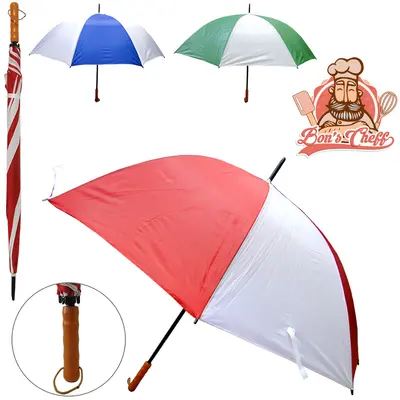 GUARDA CHUVA DE POLIESTER MANUAL PORTARIA LISTRAS 8 VARETAS CABO RETO 148CM DE Ø