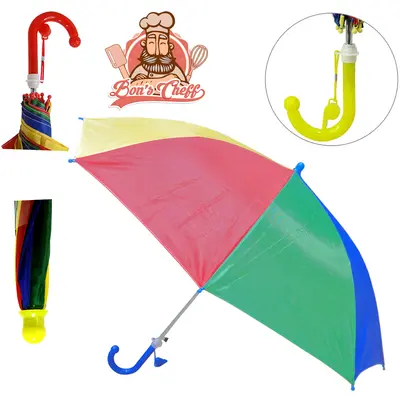 GUARDA CHUVA INFANTIL DE POLIESTER AUTOMATICO COLORS 8 VARETAS CABO CURVO 96CM DE Ø