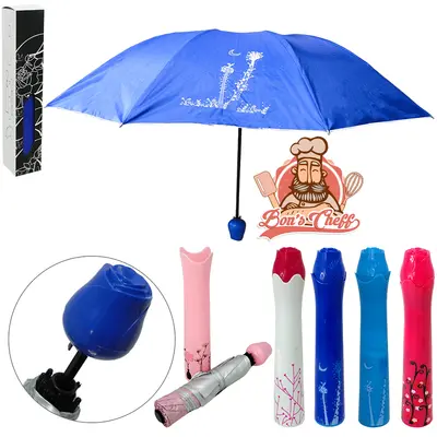 GUARDA CHUVA SOMBRINHA DE POLIESTER MANUAL RETRATIL 8 VARETAS CABO ROSA E ESTOJO GARRAFA 108CM DE Ø