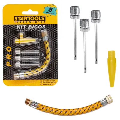 KIT BICOS PARA INFLAR BOLAS / PISCINAS E INFLAVEIS PRO COM 5 PECAS