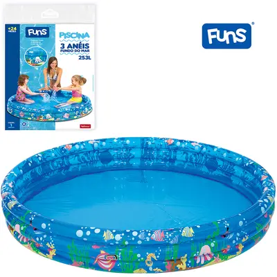 PISCINA INFLAVEL 3 ANEIS FUNDO DO MAR TRANSLUCIDA FUNS 253L 25X122CM DE Ø