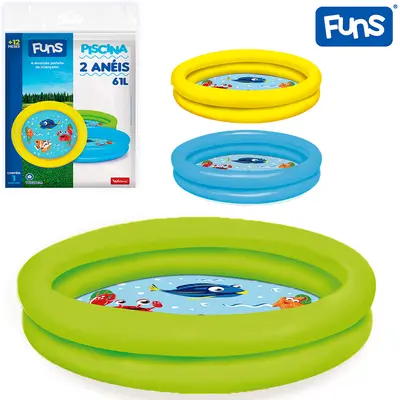PISCINA INFLAVEL 2 ANEIS FUNDO ESTAMPADO FUNS 61L 76X20CM
