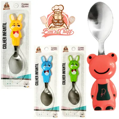 COLHER INFANTL DE INOX BICHINHOS 3D 14CM
