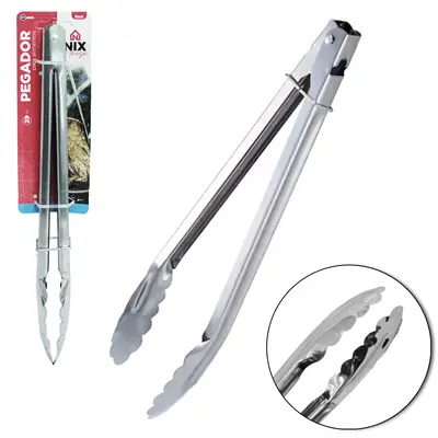 PEGADOR DE SALADA DE INOX COM MOLA E TRAVA 29CM