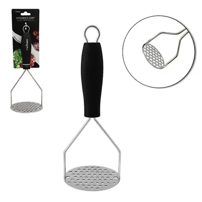 AMASSADOR MULTIUSO DE INOX CABO PLASTICO PRETO CASA NOBRE KITCHEN'S CHEF PROFISSIONAL 26X10,5X8,5CM