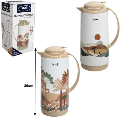 GARRAFA TERMICA DE INOX COM AMPOLA DE VIDRO + GATILHO CAIRO 1L