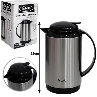 GARRAFA TERMICA DE INOX COM AMPOLA DE VIDRO + GATILHO DUBAI 500ML