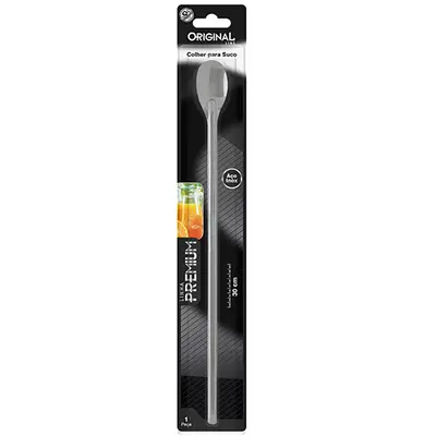 COLHER DE SUCO DE INOX PREMIUM 30CM NA CARTELA