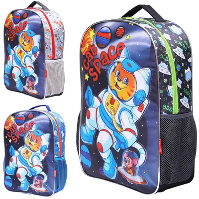 MOCHILA INFANTIL MASCULINA STANDARD CAT SPACE 16''