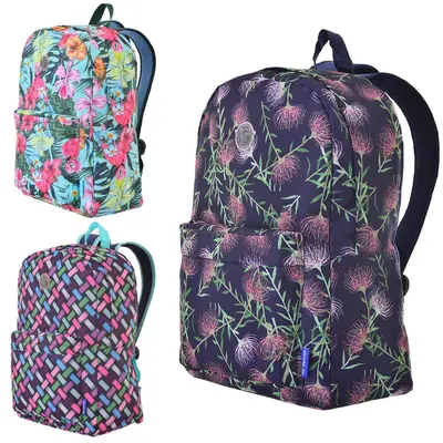 MOCHILA JUVENIL FEMININA BASIC WINTH ESTAMPAS SORTIDAS 17,5''