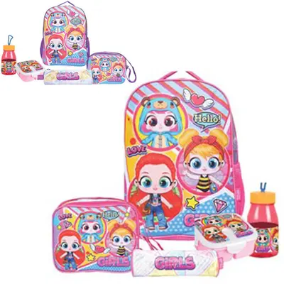 KIT MOCHILA INFANTIL FEMININA 17'' COM LANCHEIRA + ACESSORIOS STANDARD GIRLS SURPRISE 6 PECAS