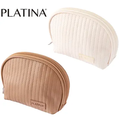 NECESSAIRE DE POLIESTER MEIA LUA UNISSEX COM ZIPER PLATINA 16,7X11,3X6,8CM