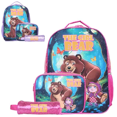 KIT MOCHILA INFANTIL FEMININA 17,5'' + LANCHEIRA E ESTOJO THE GIRLS AND BEAR