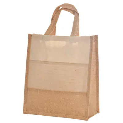 BOLSA FEMININA RETANGULAR DE JUTA SUN WAY 34X30X15CM