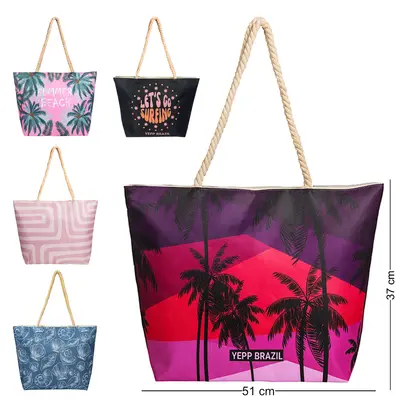 BOLSA DE PRAIA DE POLIESTER SUMMER PARADYSE 51X37X14,5CM