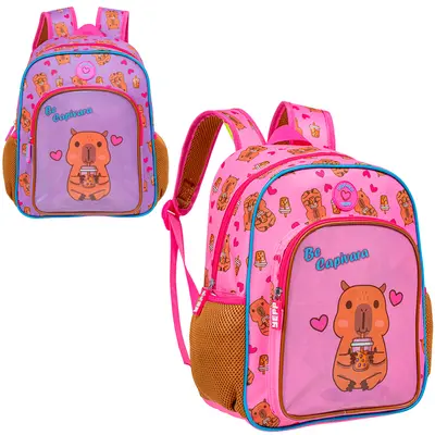 MOCHILA INFANTIL FEMININA CAPIVARA 13''