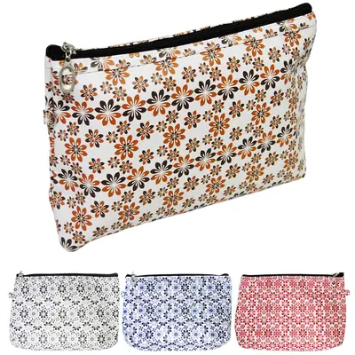 NECESSAIRE RETANGULAR FEMININA FLOR COM ZIPER 26X19X8CM