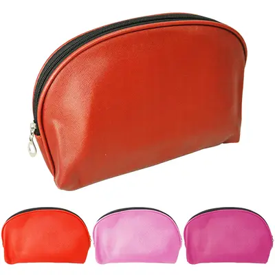 NECESSAIRE DE POLIESTER MEIA LUA UNISSEX LISA COM ZIPER COLORS 25X16X8CM