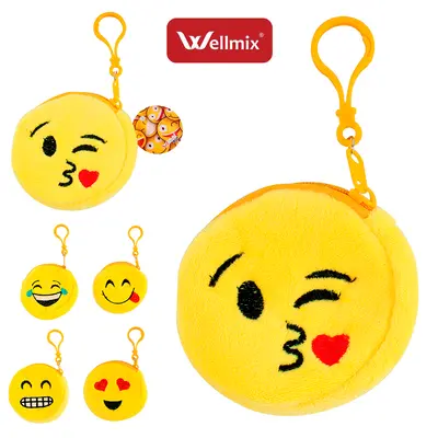 PORTA MOEDAS / NIQUEL DE PELUCIA EMOTICONS 8,5CM DE Ø