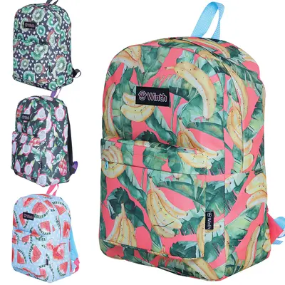 MOCHILA JUVENIL FEMININA BASIC WINTH FRUTAS COLORS 17,5''
