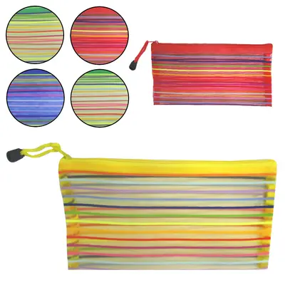 NECESSAIRE DE NYLON MULTIUSO TRANSCOLOR 23X12CM