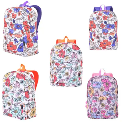 MOCHILA JUVENIL FEMININA BASIC WINTH FLORAL 17,5''