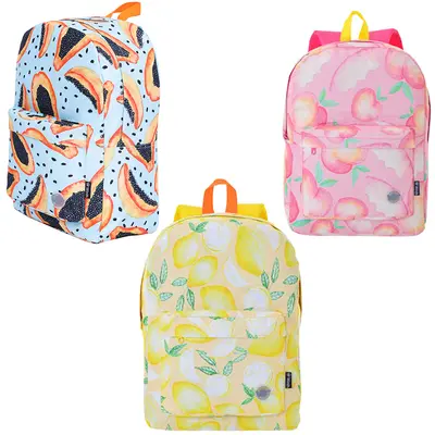 MOCHILA JUVENIL FEMININA BASIC WINTH FRUTAS 17,5''