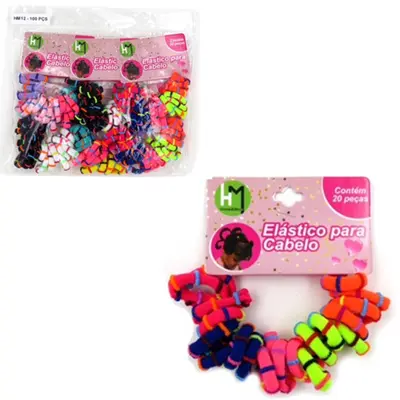 KIT ACESSORIOS PARA CABELO ELASTICO / RABICO COLORS 120 PECAS 2,5CM DE Ø